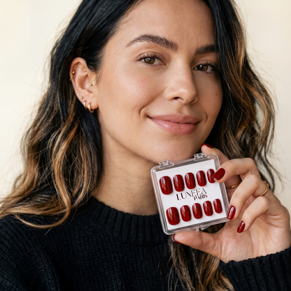 Rouge intense - Carré Press On en Gel Souple