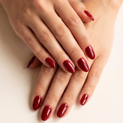 Rouge intense - Ovale Press On en Gel Souple