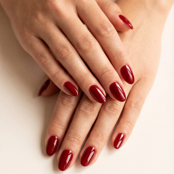 Rouge intense - Ovale Press On en Gel Souple