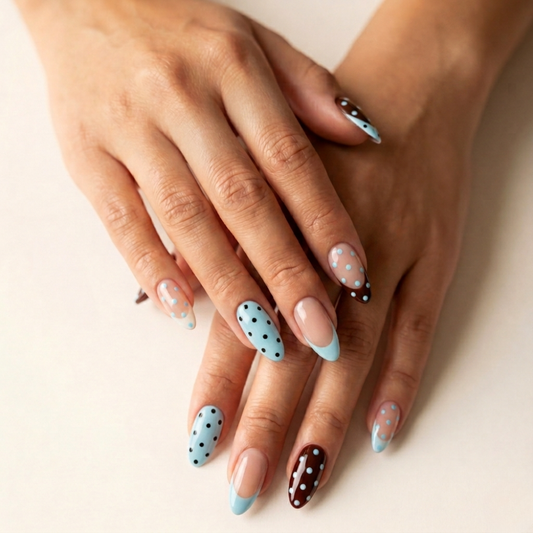 Petit point Bleu & marron -  Press-on