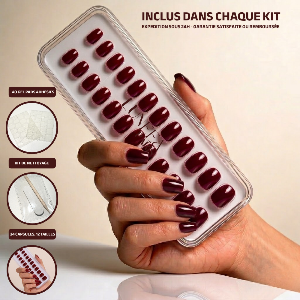 Rouge cerise - Carré Press On en Gel Souple